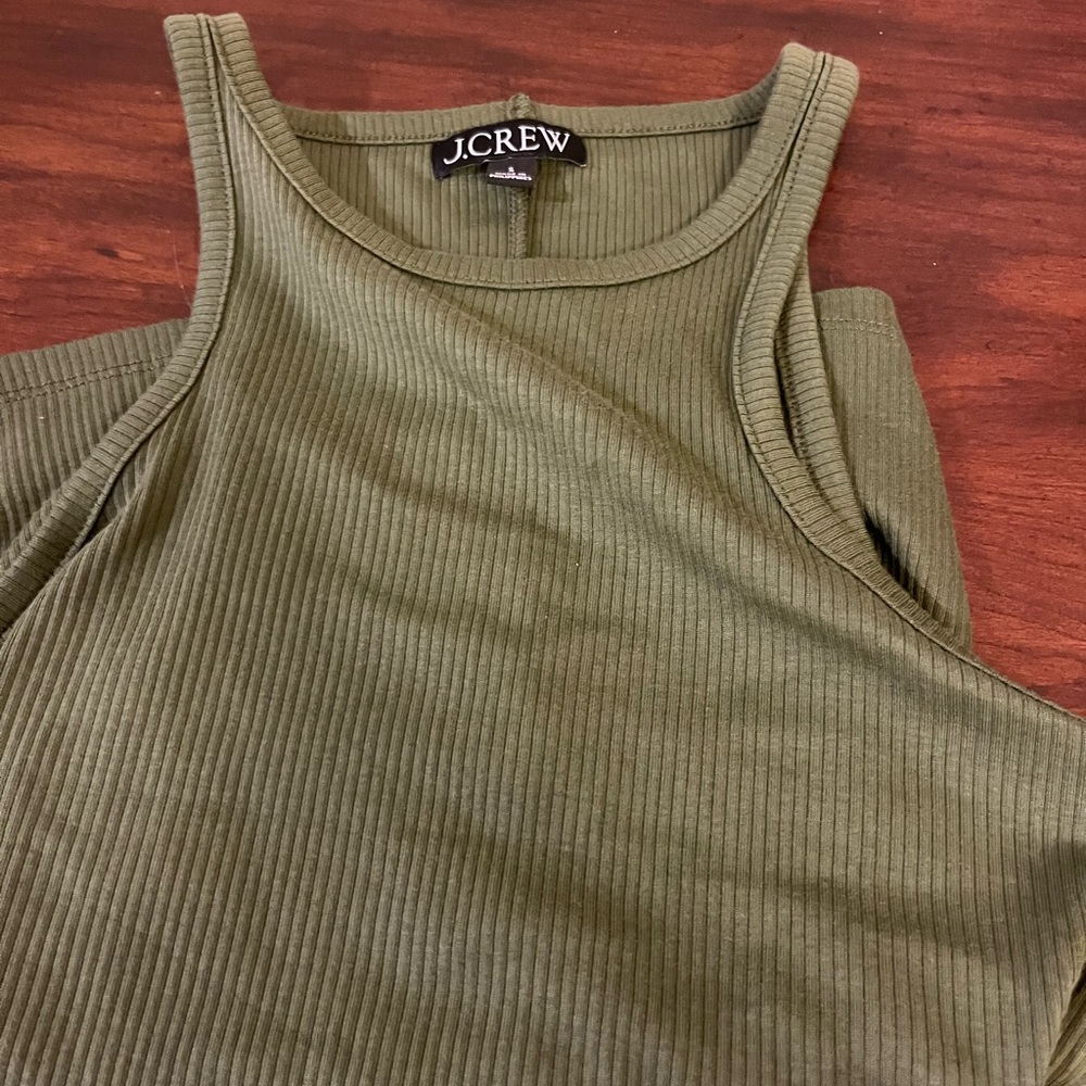 J. Crew FormKnit High-Neck Cutaway Tank Top Green XS